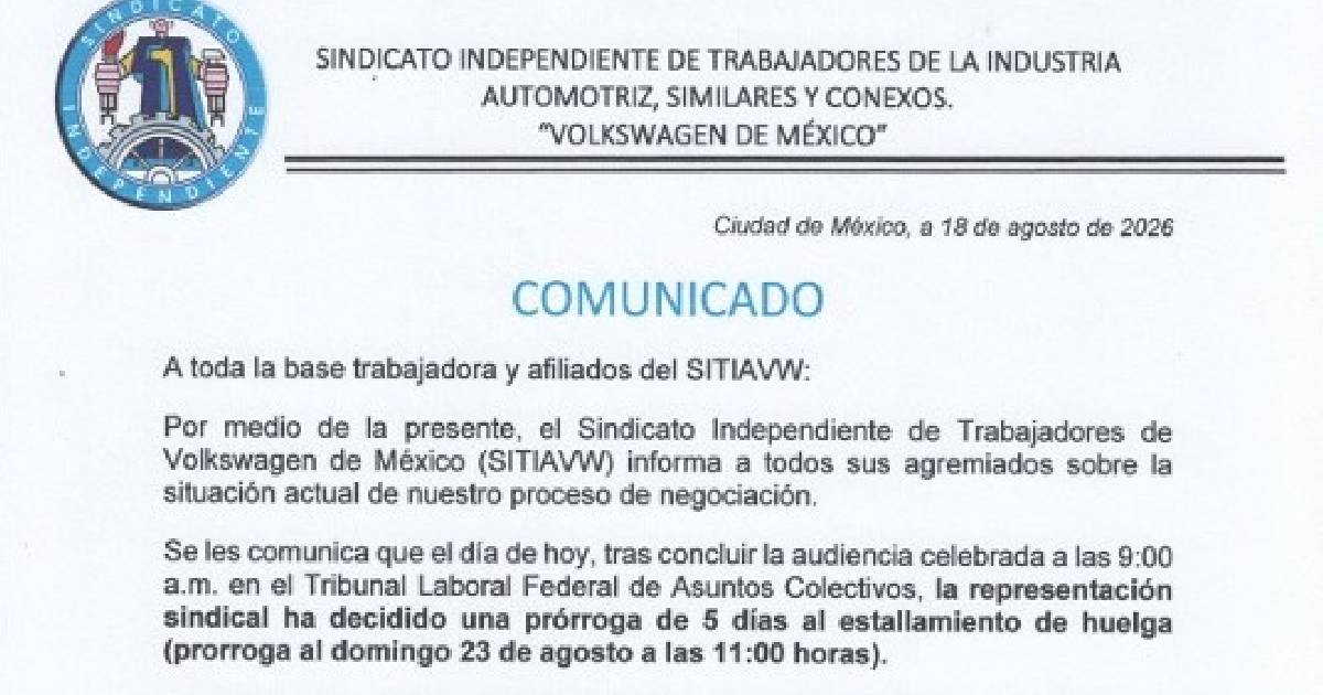 Volkswagen Puebla pospone huelga Volkswagen Puebla pospone huelga